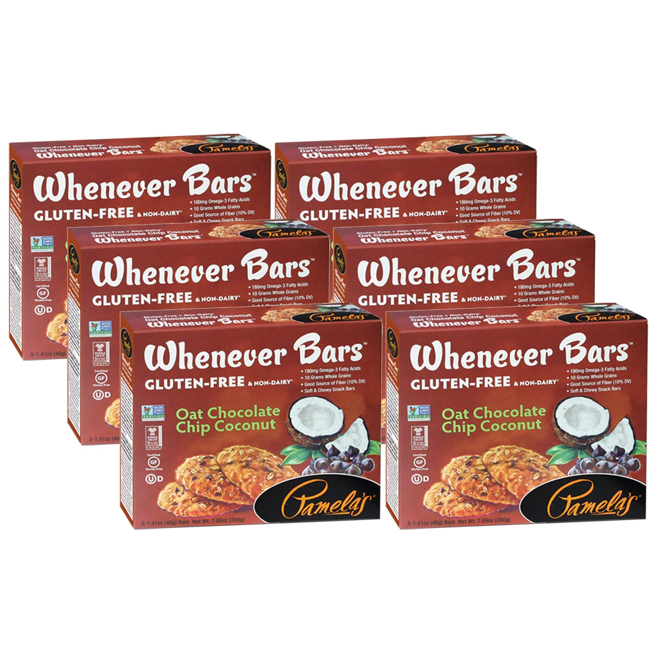 Product image of Pamela's Products Gluten Free Whenever Bars Oat Chocolate Chip Coconut 5 ct 7.05 oz 7.05 oz Pack of 6